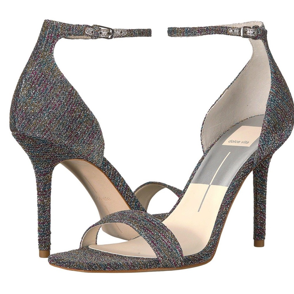 DOLCE VITA Metallic Glitter Ankle Strap Sandals